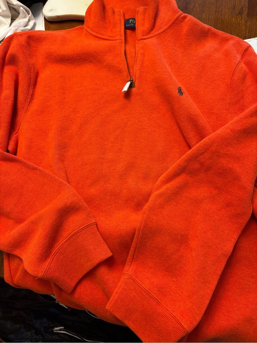 Polo by Ralph Lauren Bright Orange Quarter-Zip Sweater